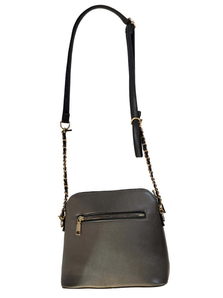 Bandolera Gloria Vanderbilt Clásica Cuero Negro Pequeña Cartera Cadena Dorada Foto 3 de 4