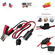 Cigarette Lighter Adapter - Female Socket to 12v Battery Alligator Clips for ...