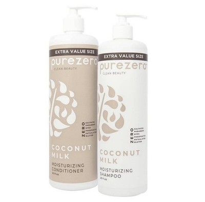 PureZero Moisturizing Coconut Milk Oil Shampoo & Conditioner Set With Pump, 20oz