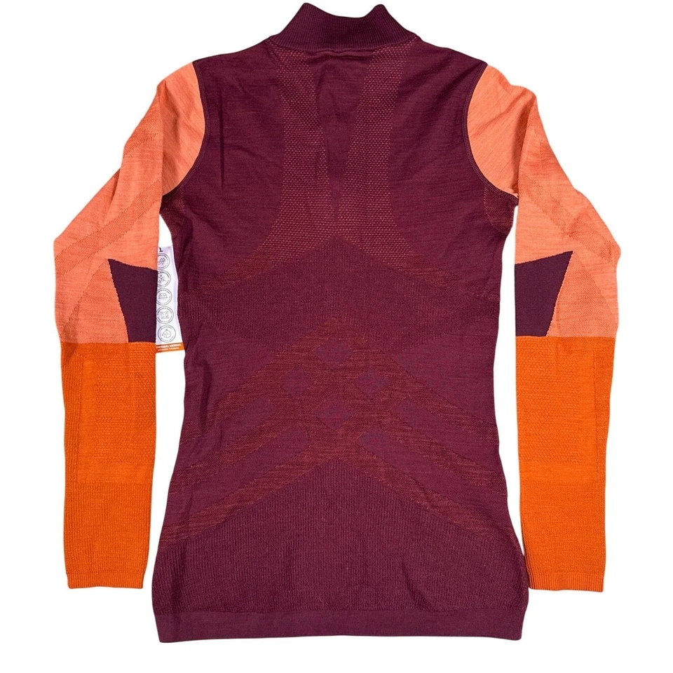 Smartwool Intraknit 200 底层四分之一拉链女式小号红色色块 — 第 3/4 张图片