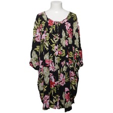 Gozzip, Kleid, Größe: XL, Schwarz/Pink/Grün/Mehrfarbig, Viskose, Blumen #Cwi
