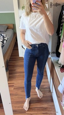 H&M Skinny Ankle Length Jeans 34 XS Highwaist blau 2 Kontrast Farben super Röhre