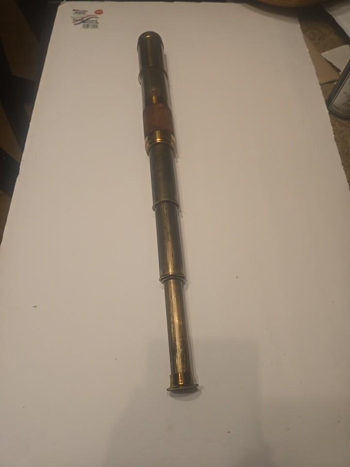 Vintage Brass Or Bronze Telescope 6 Draw Made In France 25"