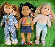 Ty Beanie Kids Plush Dolls Lot of 3 With Tags Retired Vintage