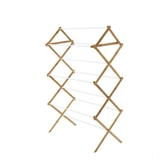 Mainstays Space-Saving Collapsible Bamboo Laundry Clothes Drying Rack