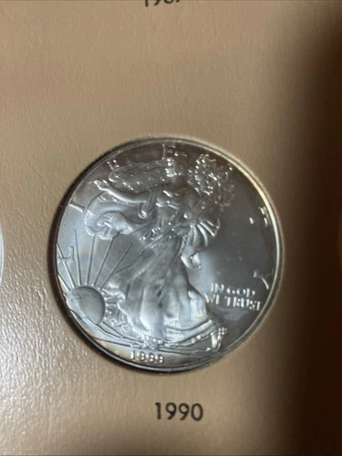 1990 WALKING LIBERTY AMERICAN EAGLE .999 FINE SILVER DOLLAR COIN 1oz. $1 USA