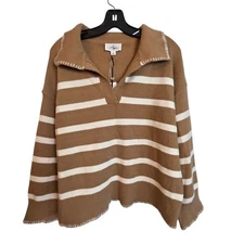 ABLE Los Angeles Striped Knit Collar Pullover Sweater Womens Small Oversized New