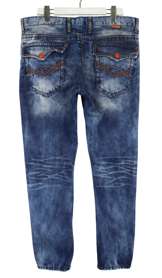 Cipo & Baxx Hombre W36/L32 Botón Azul Mosca Bigotes Logo Efecto Desvanecimiento Foto 2 de 4