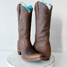 Lane EMMA JANE Womens Cowboy Boots 7.5 Cognac Brown Leather Western Cowgirl Tall