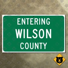 Wilson County Texas highway road boundary line sign Floresville Stockdale 22x13