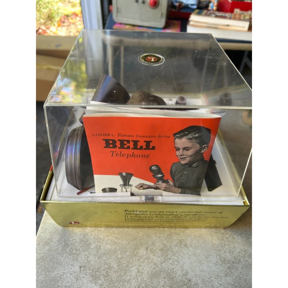 Lionel Famous Inventors Bell Telephone Set w/ Bust & Display Case Vintage 1950s - Image 4 of 4