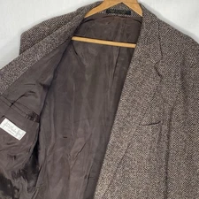 JD POOLE LTD London Blazer Sport Coat Tweed Herringbone Brown Mens L 42