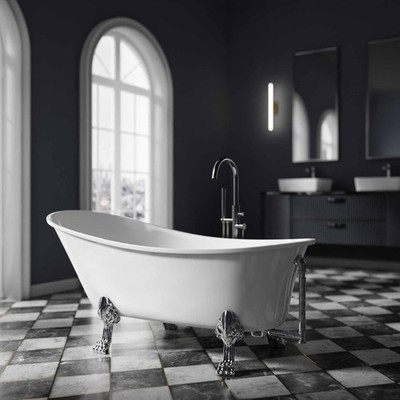 Freistehende Badewanne PARIS Acryl & Metallfüße Weiß Retro B-Ware 267633770406