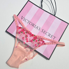 Victoria's Secret Dream Angels Hearts Roses Embroidery Brazilian Panty MEDIUM