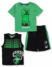 3 PIECE MINECRAFT BOYS 2 T-SHIRTS AND 1 SHORTS SET, SZ 4