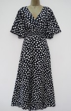 AX PARIS NAVY IVORY PRINT FIX WRAP MAXI DRESS SIZE 22 BNWT SLIT LEGS
