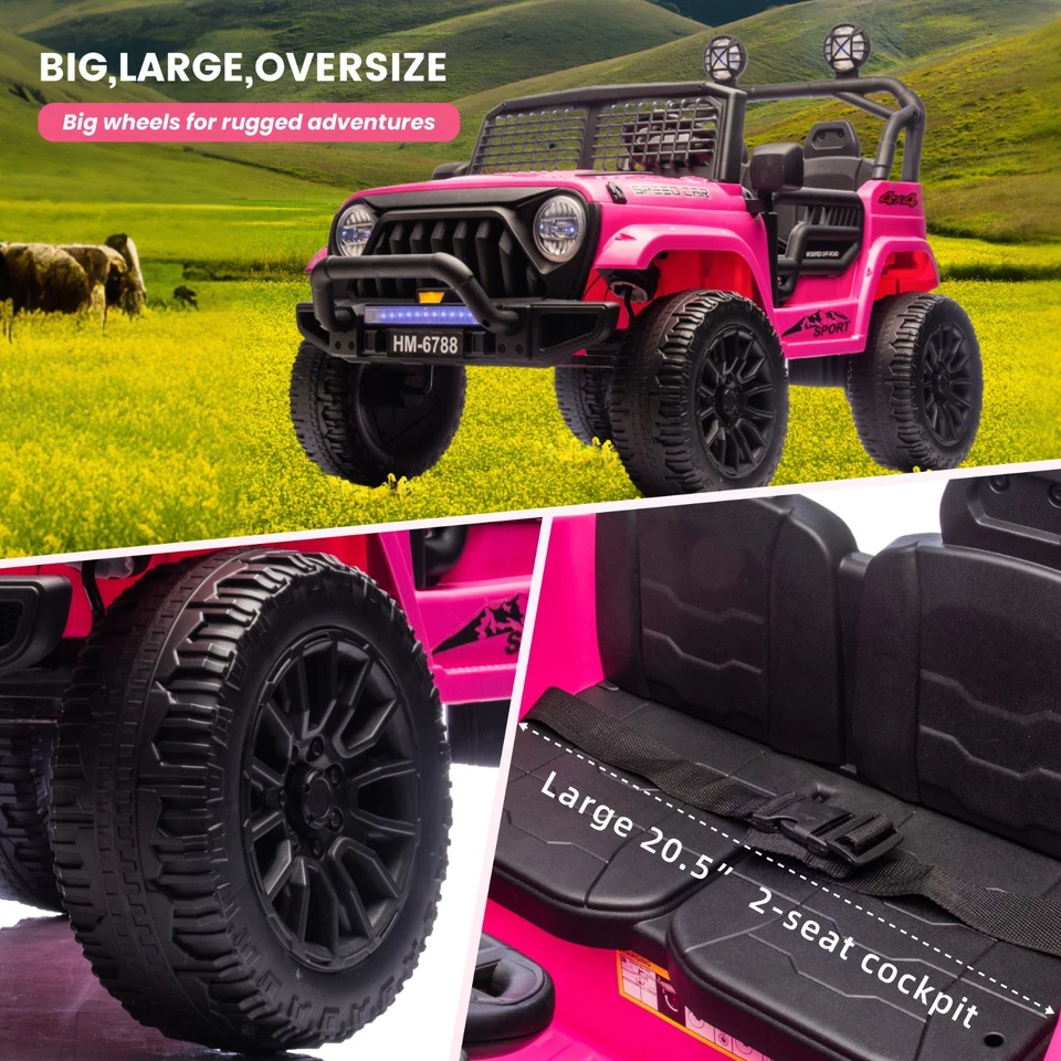 Pink 24V Electric Kids Car 2 Seater Ride on Toy 6mph Battery Truck w/ Remote MP3 - Image 3 of 4