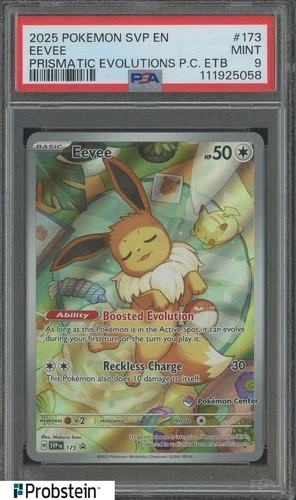 2025 Pokemon SVP EN Prismatic Evolutions Pokemon Center ETB #173 Eevee PSA 9