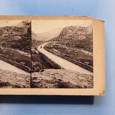 Stereoview Card 3D C1865 Real Photo Llanberis Gwynedd Wales Pass Horse Carriage