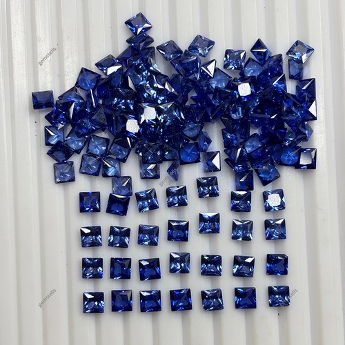 20Pcs Square Cut Natural Blue Sapphire Certified Jewelry Making Gems 5x5 mm Lot - Picture 4 of 8