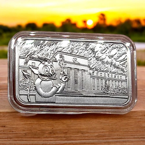 Pit Bullion 'Fun with Willy - Federal Reserve' 1 oz Antiqued Silver Bar #009/100