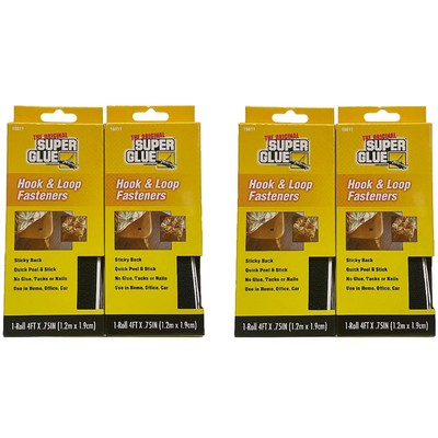 Super Glue Hook & Loop Tape, 3/4'' Width x 4FT - 2 Sets