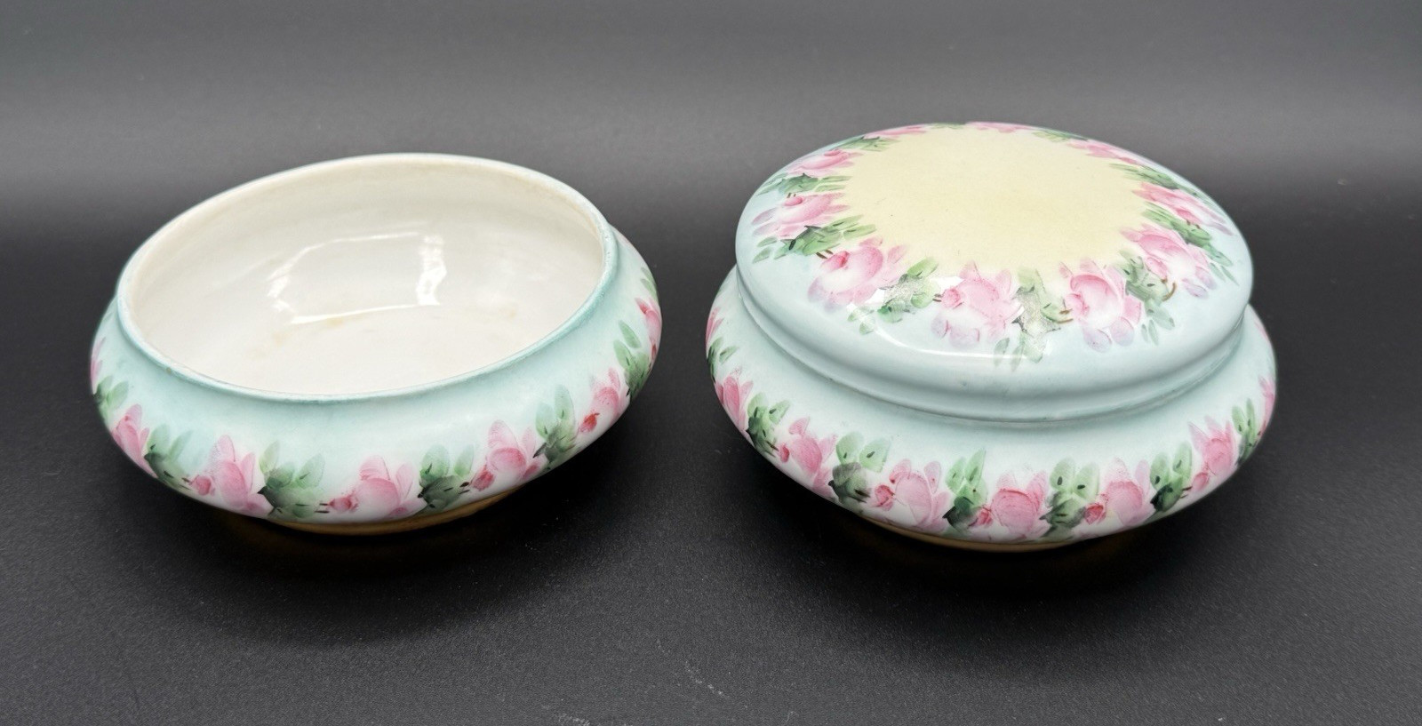 Antique Victorian MZ Austria porcelain hair receiver trinket box