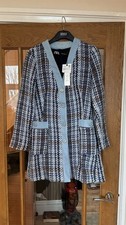 Abito giacca Zara testurizzato con cintura a catena blu taglia S nuovo con etichetta 