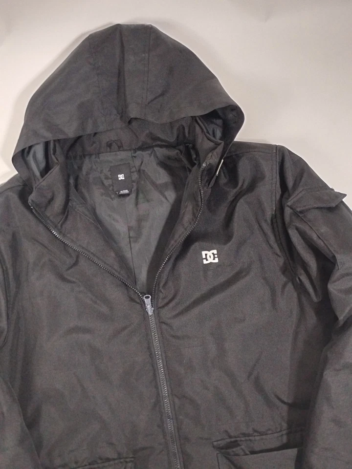VINTAGE DC Shoes Jacket Mens XL Black Parka Hooded Ski Snowboarding Logo Y2K - Image 3 of 4