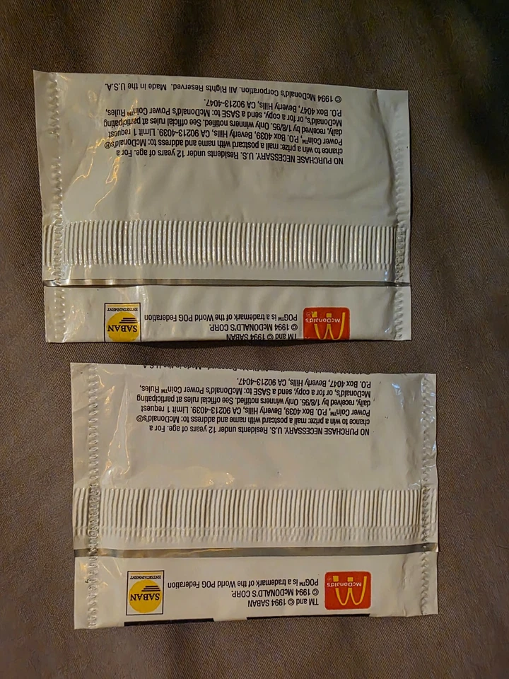 Vintage 1994 Mighty Morphin Power Rangers POG Power Pacote de Moedas Selado McDonalds - Imagem 2 de 2