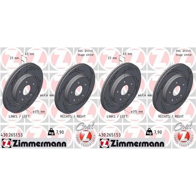 2x ZIMMERMANN BLACK Z BREMSSCHEIBEN 315mm GESCHLITZT INNENBELÜFTET HINTEN passen