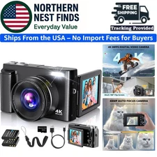 Latest 2025 48MP 4K Camera with Anti-Shake & 2 Batteries, Perfect for Travel