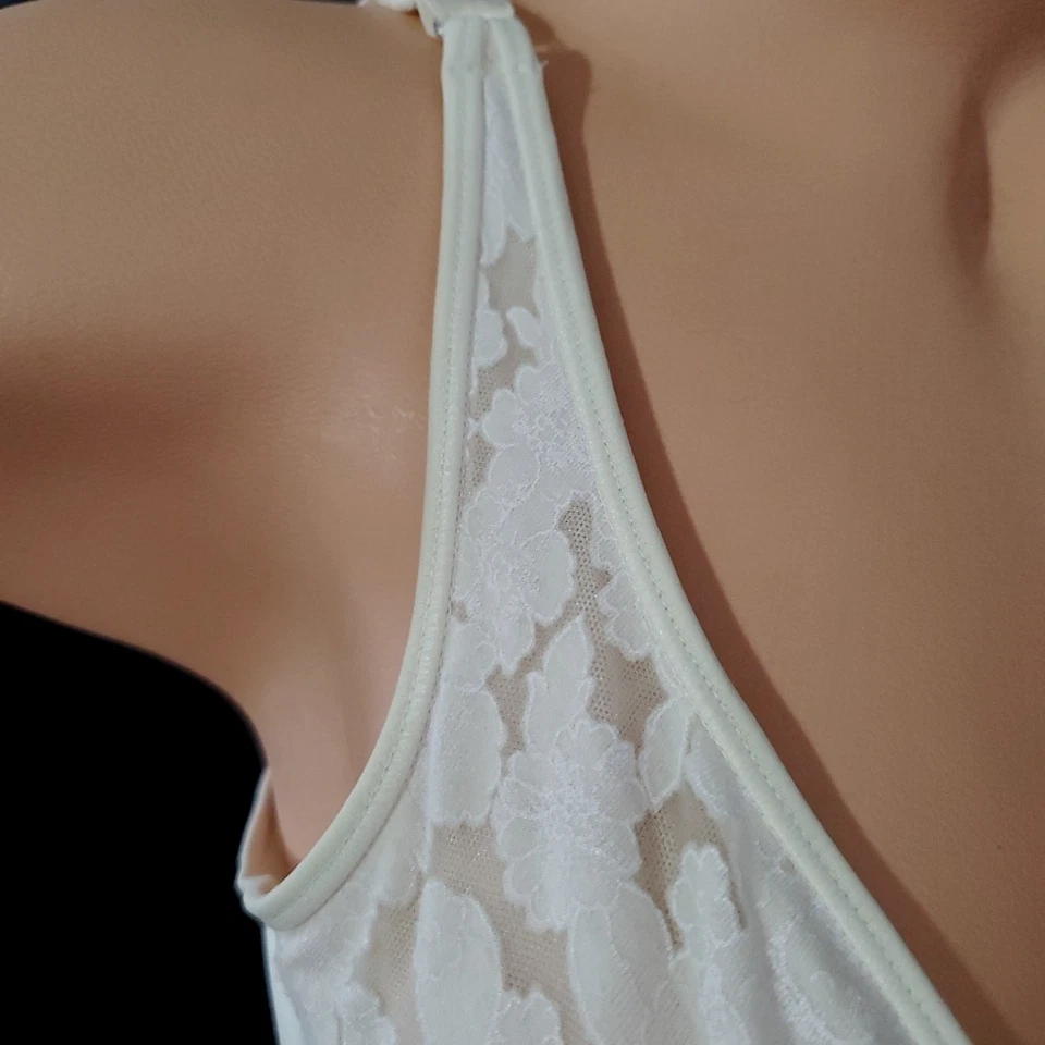 Sujetador vintage años 90 OLGA 38B encaje blanco marfil elástico sin forro con aros Foto 3 de 4