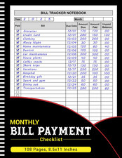 Bill Tracker Notebook: Monthly bill payment checklist, Finance  Payments Tracke