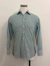 Turnbull  Asser Exclusive Green  Blue Plaid Dress Shirt size: 16/41cm 