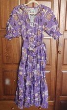 ULLA JOHNSON Dasha Poplin Ruffle Midi Dress Women's Size 2 Tier Purple Zinnia
