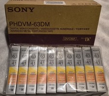 Box of 10 Sony PHDVM-63DM DVCAM video cassettes