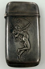 Antique Sterling Silver Cupid Hinged Matchsafe Case 28 Grams