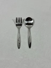 The First Years Infant Toddler Silverware Spoon Fork Rose Set Stainless Vintage