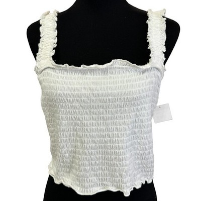 New ~ VERA MODA ~  Snow White Frill Smocked Crop Tank Top Size XL