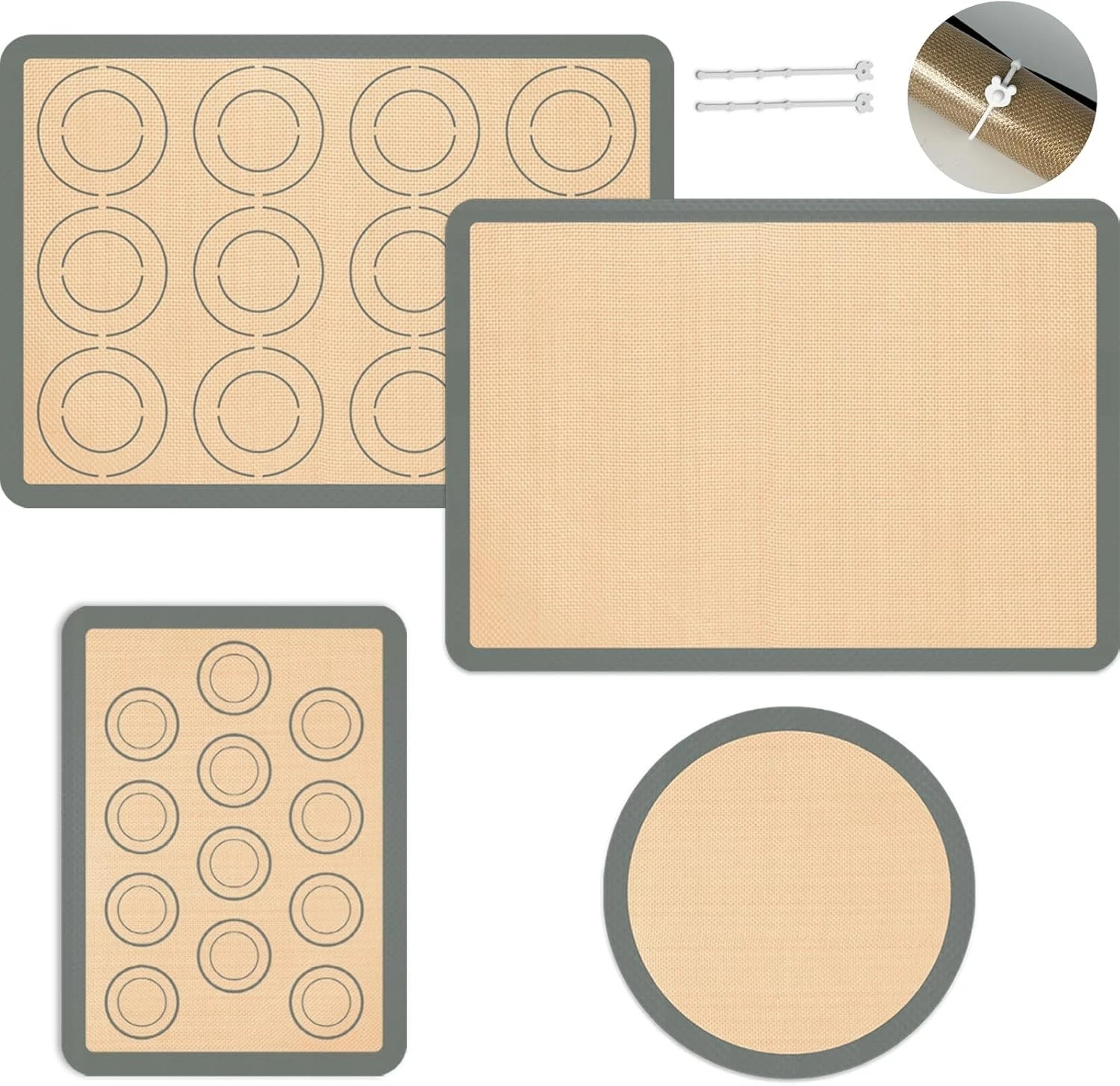 Silicone Baking Mat Set of 4 Nonstick Reusable Macaron Silicone Baking Mat