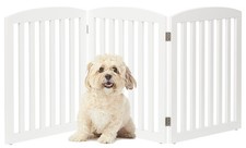 PAWLAND Wooden Freestanding Foldable Pet Gate for Dogs, 24 inch 3 Panels Step...