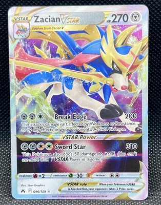 Pokémon TCG Zacian VSTAR Holo Ultra Rare Card Crown Zenith 096/159