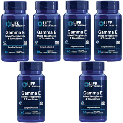 Life Extension Gamma E Mixed Tocopherols & Tocotrienols 60 sgels Each (Pack of 6