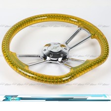 D-shape Yellowclear Steel Ring Twisted Transparent W-power 14 Steering Wheel