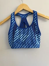 Athleta Sting Stunner Cutout Racerback Sports Blue Bra Sz XS Athleisure Gym