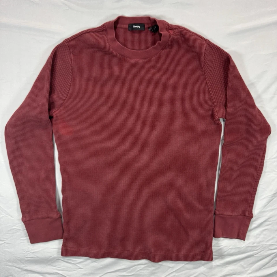 Camiseta térmica Theory Lounge cuello redondo gofre urbano para hombre L roja 100 % algodón Foto 2 de 4