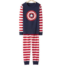 Hanna Andersson Boys Captain America Pajama Set Size 10 140cm Marvel Striped