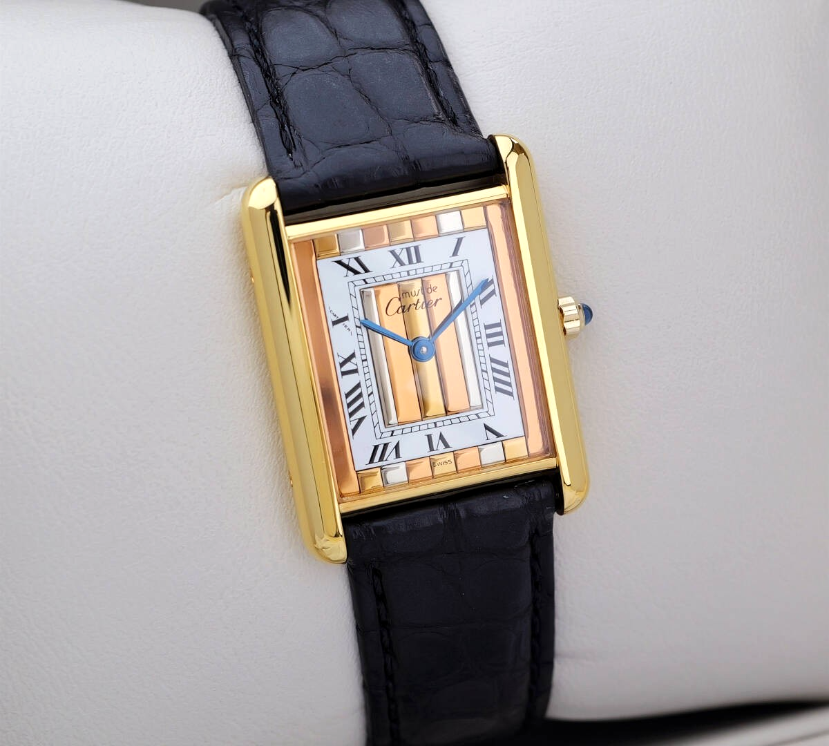 Cartier Watch Must Tank Three Color Gold Stripe Dial LM Men 23mm