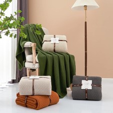 Chunky Cable Knit Throw Blanket Lightweight Grey 100 Organic Cotton Blanket ...